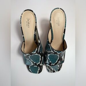botkier Ross Block Heel-Slide Sandal in Snake Print Leather-Size: 7.5-Preowned